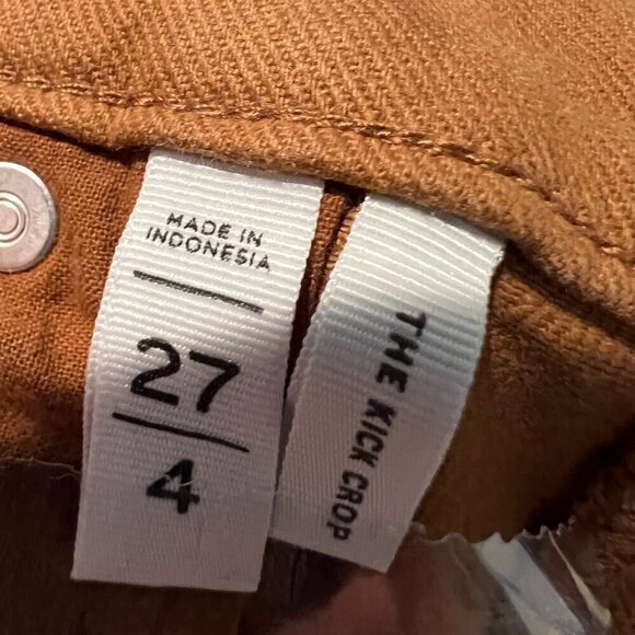 LOFT Pintucked Frayed High Rise Kick Crop Jeans in Cocoa Powder, Size 4 - Picture 14 of 14